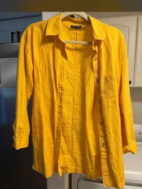 Vintage Bay Studio Bright Yellow Linen Button-Down Shirt